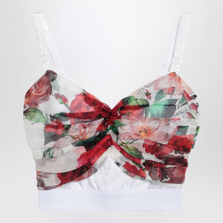 Bustier Top In Marquisette And Chiffon With Rose Print - By Baano