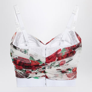 Bustier Top In Marquisette And Chiffon With Rose Print - By Baano
