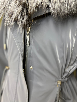 Genuine Silver Fox Fully Lined Hood Rabbit Insulated Parka - By Baano