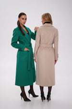 Eliza Classic Cashmere Wool Blend Overcoat in Nude