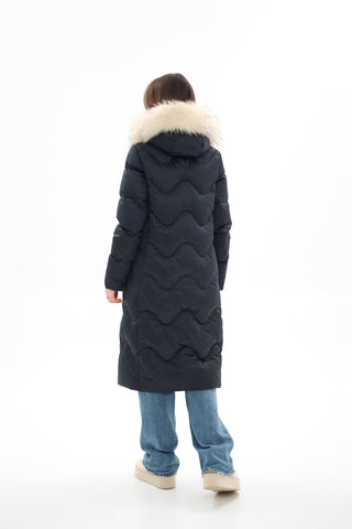Genuine Fur Trim Down Fill Coat - By Baano