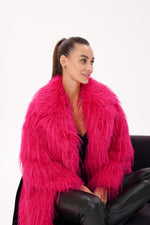 Faux Ostrich Effect Fur Coat