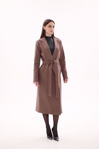 Harrington Classic Wraparound Overcoat in Mocha Mousse