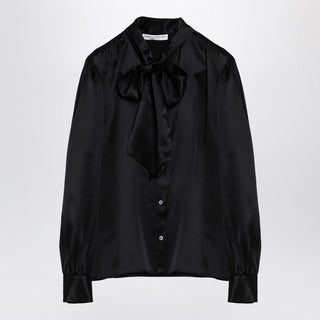 Black Silk Shirt With Bow - By Baano
