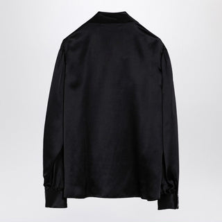 Black Silk Shirt With Bow - By Baano