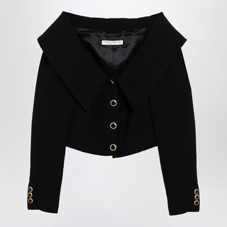 Black Off Shoulder Jacket In Wool - By Baano