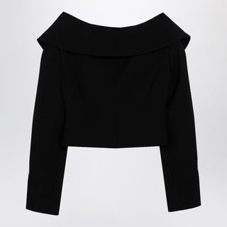 Black Off Shoulder Jacket In Wool - By Baano