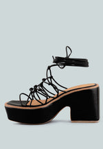 Fawcett Tie Up Handmade Block Heeled Sandals