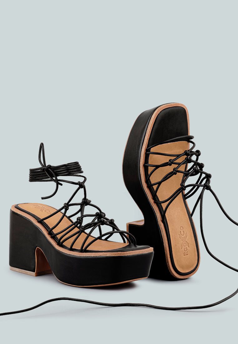 Fawcett Tie Up Handmade Block Heeled Sandals