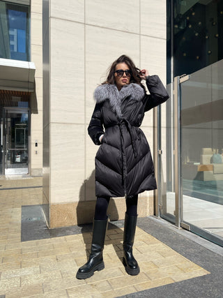 Amandine Genuine Silver Fox Down Parka - By Baano