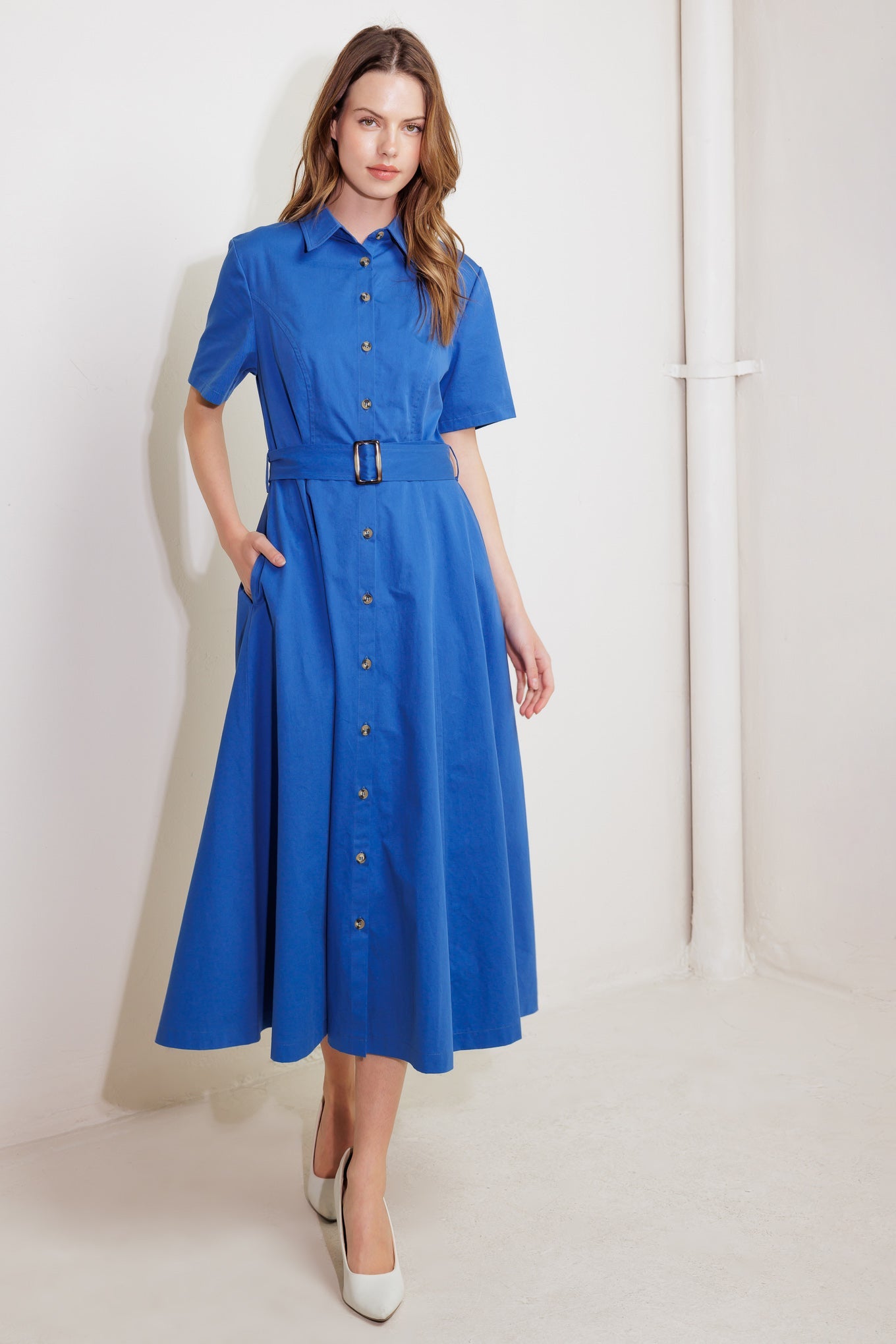LUXE LIVING BLUE WOVEN MIDI DRESS - By Baano