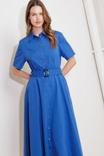 LUXE LIVING BLUE WOVEN MIDI DRESS - By Baano