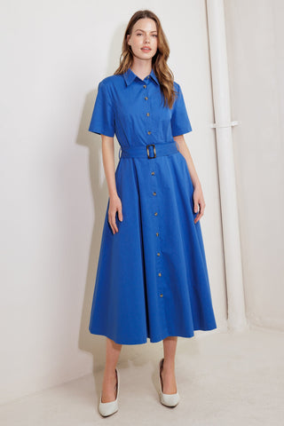 LUXE LIVING BLUE WOVEN MIDI DRESS - By Baano
