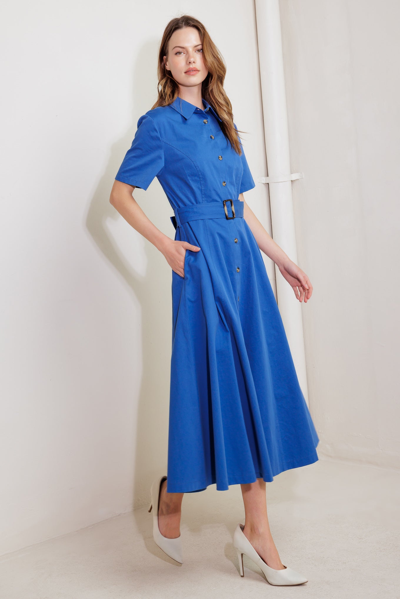 LUXE LIVING BLUE WOVEN MIDI DRESS - By Baano
