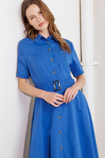 LUXE LIVING BLUE WOVEN MIDI DRESS - By Baano