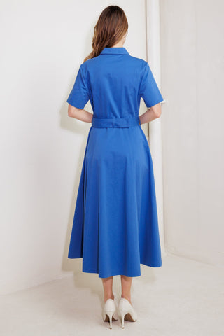 LUXE LIVING BLUE WOVEN MIDI DRESS - By Baano