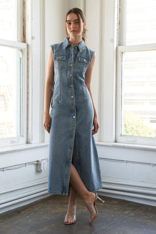 JUST FOLLOW ME DENIM MIDI DRESS - By Baano