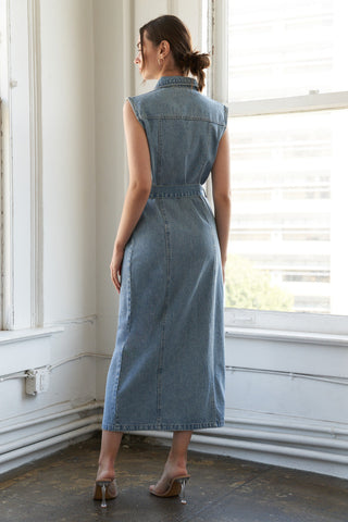 JUST FOLLOW ME DENIM MIDI DRESS - By Baano