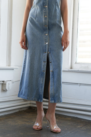 JUST FOLLOW ME DENIM MIDI DRESS - By Baano
