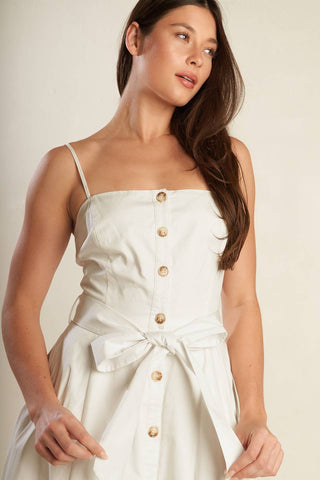 A DAY IN THE MEADOW WHITE WOVEN MIDI DRESS - By Baano