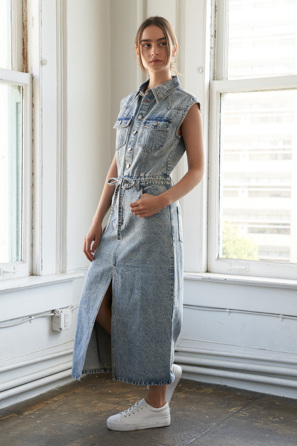 WILDFLOWER WHIMSY DENIM MIDI DRESS - By Baano