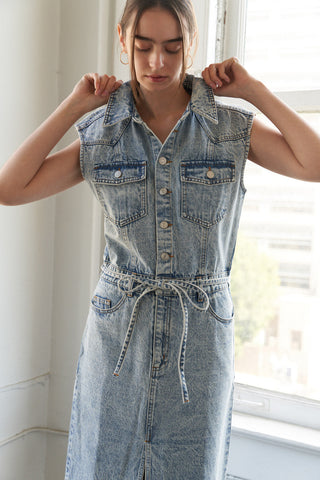 WILDFLOWER WHIMSY DENIM MIDI DRESS - By Baano