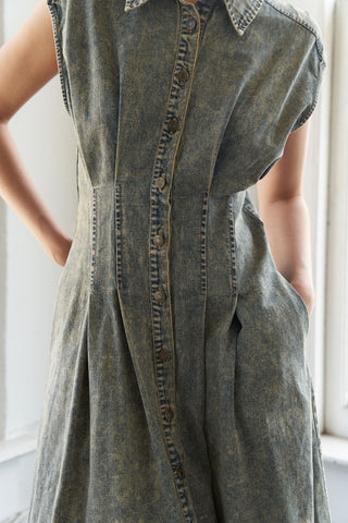 SUNSHINE SQUEEZE DENIM MIDI DRESS - By Baano