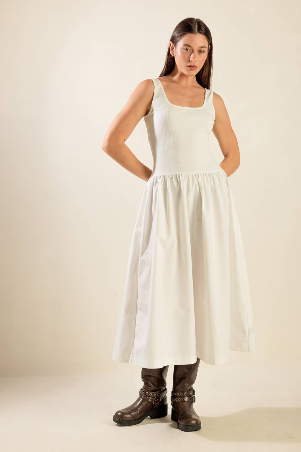 LIGHT UP THE SKY WOVEN MIDI DRESS - By Baano