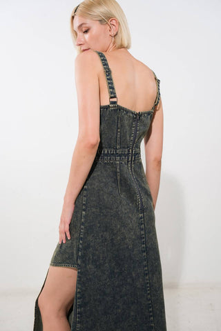 EXOTIC BREEZE DENIM MIDI DRESS - By Baano