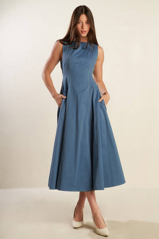 STAYING IN THE CITY WOVEN MIDI DRESS - By Baano