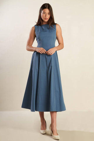 STAYING IN THE CITY WOVEN MIDI DRESS - By Baano