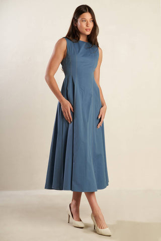 STAYING IN THE CITY WOVEN MIDI DRESS - By Baano