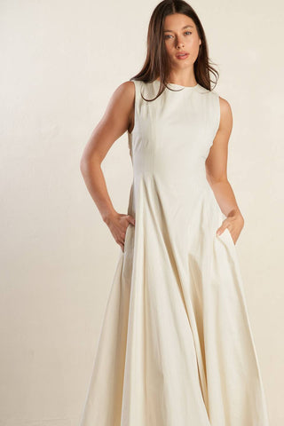 STAYING IN THE CITY WOVEN MIDI DRESS - By Baano