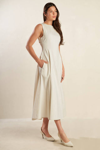 STAYING IN THE CITY WOVEN MIDI DRESS - By Baano