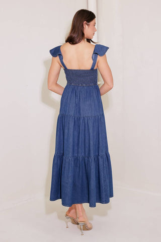 ONCE UPON A TIME DENIM BLUE MIDI DRESS - By Baano