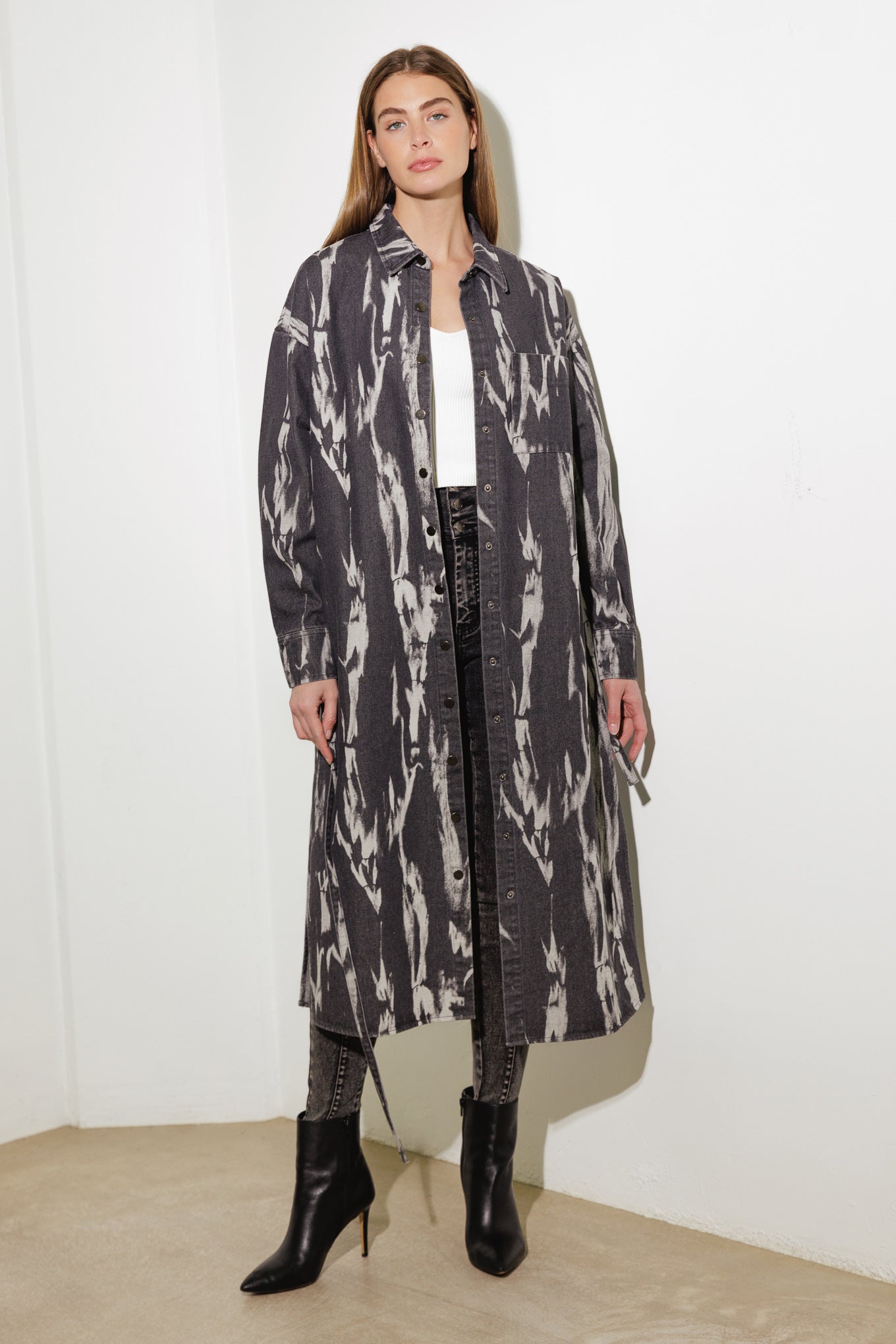 HERE & NOW WOVEN DENIM MIDI SHIRT DRESS - By Baano