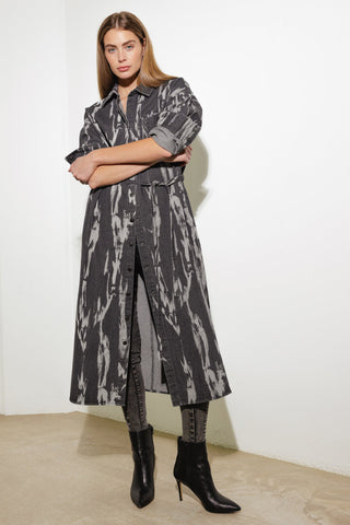 HERE & NOW WOVEN DENIM MIDI SHIRT DRESS - By Baano