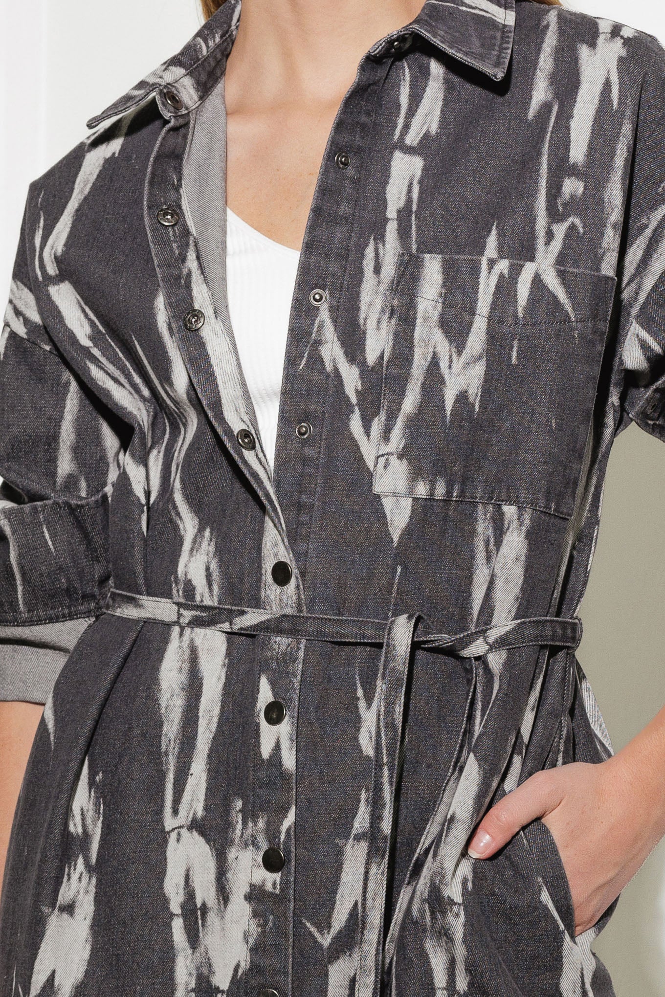 HERE & NOW WOVEN DENIM MIDI SHIRT DRESS - By Baano