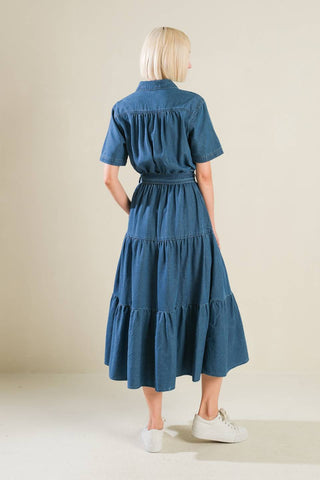 ABSOLUTE EDGE DENIM MIDI DRESS - By Baano