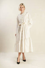 ANYTIME NOW WOVEN TWILL MIDI DRESS - By Baano