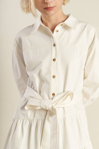 ANYTIME NOW WOVEN TWILL MIDI DRESS - By Baano