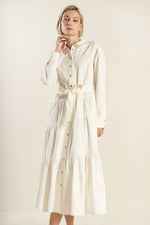 ANYTIME NOW WOVEN TWILL MIDI DRESS - By Baano