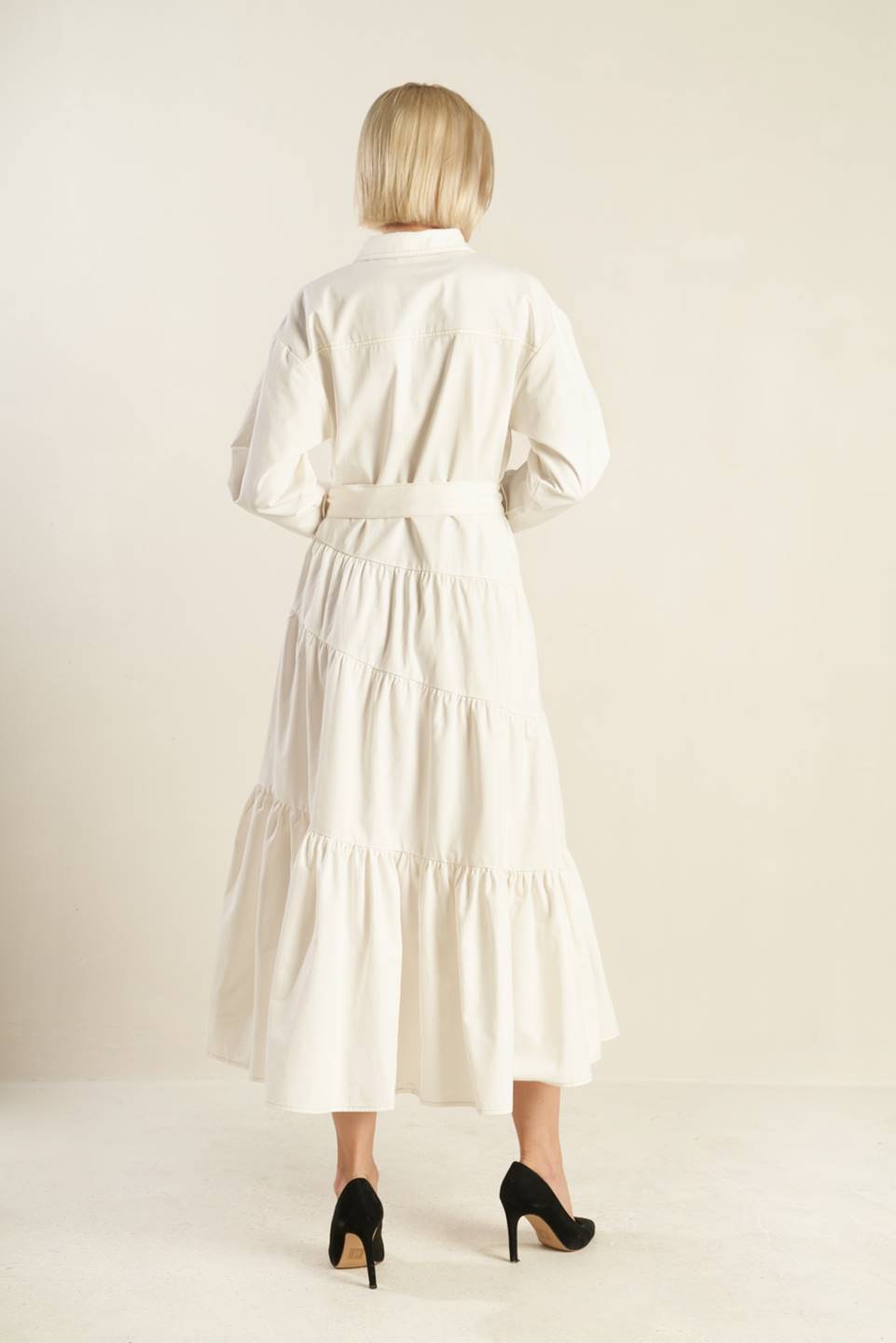 ANYTIME NOW WOVEN TWILL MIDI DRESS - By Baano