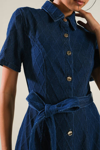 CONFIDENT STRIDES DENIM MIDI DRESS - By Baano