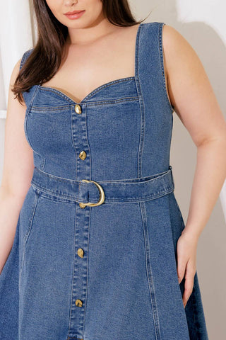 PRETTIEST BEHAVIOR DENIM MIDI DRESS - By Baano