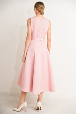 [PREORDER] LIVING THE DREAM PINK WOVEN MIDI DRESS