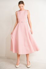 [PREORDER] LIVING THE DREAM PINK WOVEN MIDI DRESS