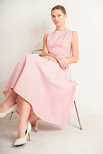 [PREORDER] LIVING THE DREAM PINK WOVEN MIDI DRESS