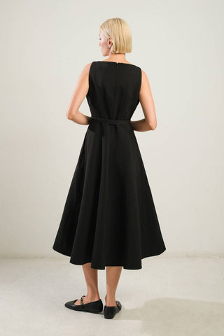 LIVING THE DREAM BLACK WOVEN MIDI DRESS - By Baano