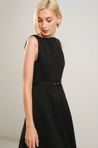 LIVING THE DREAM BLACK WOVEN MIDI DRESS - By Baano